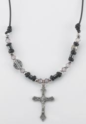  BLACK SHELL NECKLACE WITH CRUCIFIX 