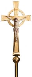  Processional Crucifix | 90” | Bronze Or Brass | Carved Wood Corpus 