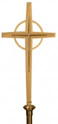  Processional Cross | 22\" | Bronze Or Brass | Metal Staff 