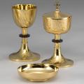  Chalice And Paten | Swirled Hammered Design | Polished Gold 