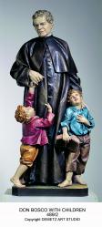  St. John/Don Bosco w/Children Statue in Linden Wood, 48\"H 