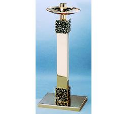  Paschal Candlestick | 28” | Brass Or Bronze | Square Column & Base | Modern 
