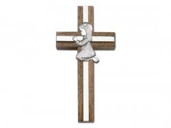 Praying Girl Walnut Cross w/Inlay 
