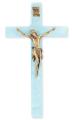  7" PEARLIZED BLUE CROSS WITH ANTIQUED GOLD CORPUS 