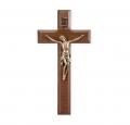  7" WALNUT CROSS WITH GOLD PLATING WITH GOLD CORPUS 