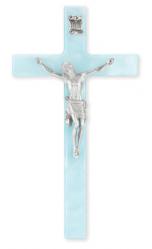  7\" PEARLIZED BLUE CROSS WITH PEWTER CORPUS 