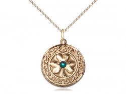  Shamrock w/Celtic Border Medal/Pendant w/Emerald Stone Only 