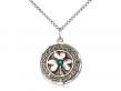  Shamrock w/Celtic Border Medal/Pendant w/Emerald Stone Only 