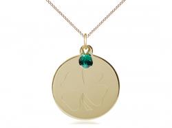  Shamrock Neck Medal/Pendant Only w/Emerald Stone 