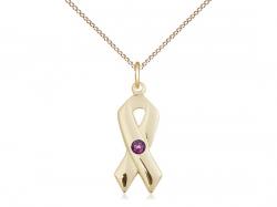  Cancer Awareness Neck Medal/Pendant w/Amethyst Stone Only for February 