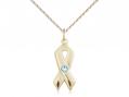  Cancer Awareness Neck Medal/Pendant w/Aqua Stone Only for March 