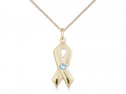  Cancer Awareness Neck Medal/Pendant w/Aqua Stone Only for March 
