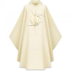  White Gothic Chasuble - Plain or Roll collar - Cantate Fabric 