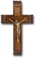  10" WALNUT SICK CALL CRUCIFIX WITH MUSEUM GOLD PLATED CORPUS 