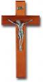  10" CHERRY WOOD CROSS WITH PEWTER CORPUS 