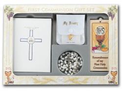 WHITE 6 PIECE DELUXE FIRST COMMUNION GIFT SET 