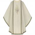  Ecru Gothic Chasuble - Eucharist Motif - Moire Fabric 