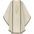  Ecru Gothic Chasuble - IHS Motif - Moire Fabric 
