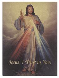  DIVINE MERCY SMALL GOLD EMBOSSED PLAQUE 