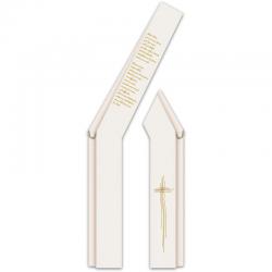  White Deacon Stole - French Text - Dupion Fabric 