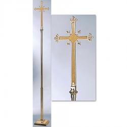  Processional Cross | 90\" | Bronze Or Brass | Metal Staff And Stand 