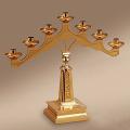  Altar Candelabra | 3 Lite | Bronze Or Brass | Fixed Arm | Square Base 