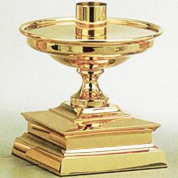  Altar Candlestick | 6\" Base | 6-1/2\" Ht | Brass Or Bronze | Square Base 