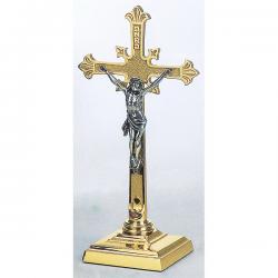  Altar Crucifix | 12\" | Brass Or Bronze | Square Base | Budded Cross 
