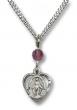  Miraculous Heart Neck Medal/Pendant Only w/Bead - Amethyst - February 