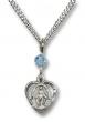  Miraculous Heart Neck Medal/Pendant Only w/Bead - Aqua - March 