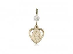  Miraculous Heart Neck Medal/Pendant Only w/Bead - Crystal - April 