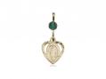  Miraculous Heart Neck Medal/Pendant Only w/Bead - Emerald - May 