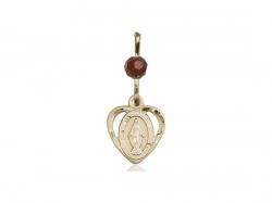  Miraculous Heart Neck Medal/Pendant Only w/Bead - Garnet - January 