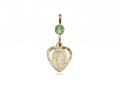  Miraculous Heart Neck Medal/Pendant Only w/Bead - Peridot - August 