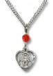  Miraculous Heart Neck Medal/Pendant Only w/Bead - Ruby - July 