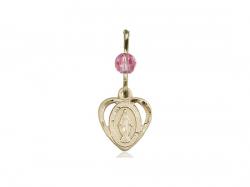  Miraculous Heart Neck Medal/Pendant Only w/Bead - Rose - October 