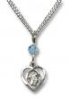  Guardian Angel Neck Medal/Pendant Only w/Bead - Aqua - March 
