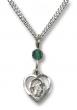  Guardian Angel Neck Medal/Pendant Only w/Bead - Emerald - May 