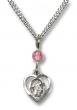  Guardian Angel Neck Medal/Pendant Only w/Bead - Rose - October 