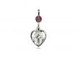  Heart/Cross Neck Medal/Pendant Only w/Bead - Amethyst - February 