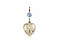  Heart/Cross Neck Medal/Pendant Only w/Bead - Light Sapphire 