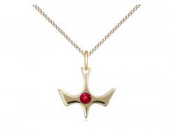  Holy Spirit Neck Medal/Pendant w/Ruby Stone for July 