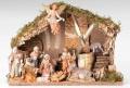  "Eleven Figure" Italian Christmas Nativity Set With Stable 