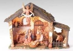  \"Six Figure\" Italian Lighted Christmas Nativity Set With Stable 