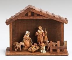  \"Seven Figure\" Italian Christmas Nativity Set With Stable 