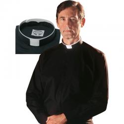  Black ROMANO Long Sleeve Clergy Shirt - Sizes 15\" - 20 1/2\" 