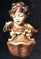  Holy Water Font Statue - Wood, 5 5" & 6"H 