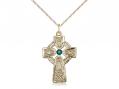  Celtic Cross Neck Medal/Pendant w/Emerald Stone Only 