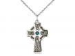 Celtic Cross Neck Medal/Pendant w/Emerald Stone Only 