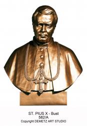 St Pius X Bust Statue in Fiberglass, 28\" x 20\" 